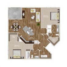 B3  - 2Bed/2Bath  - Kitchen Island/Dining Area/... 5310 floor plan